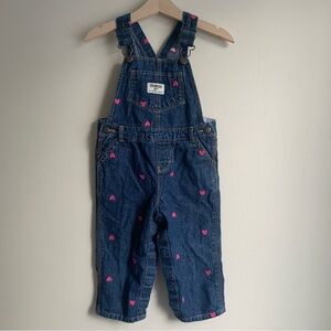 OshKosh Denim Heart Embroidery Overalls Sz 18 Months